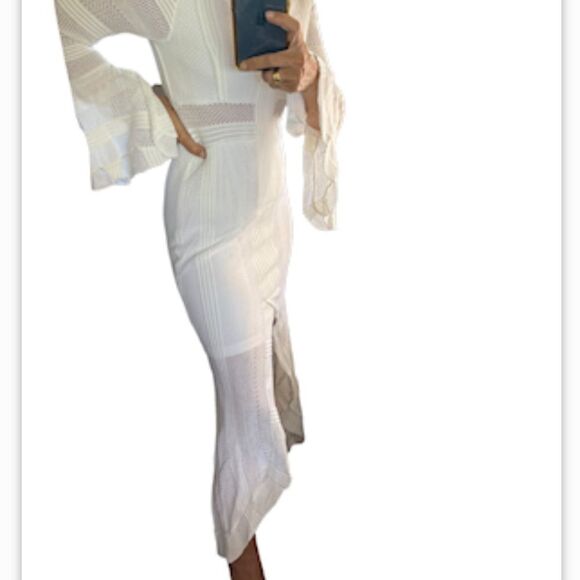 NEW Venus White Long Sleeves Crochet High Low Maxi Dress.Size S - Picture 6 of 16